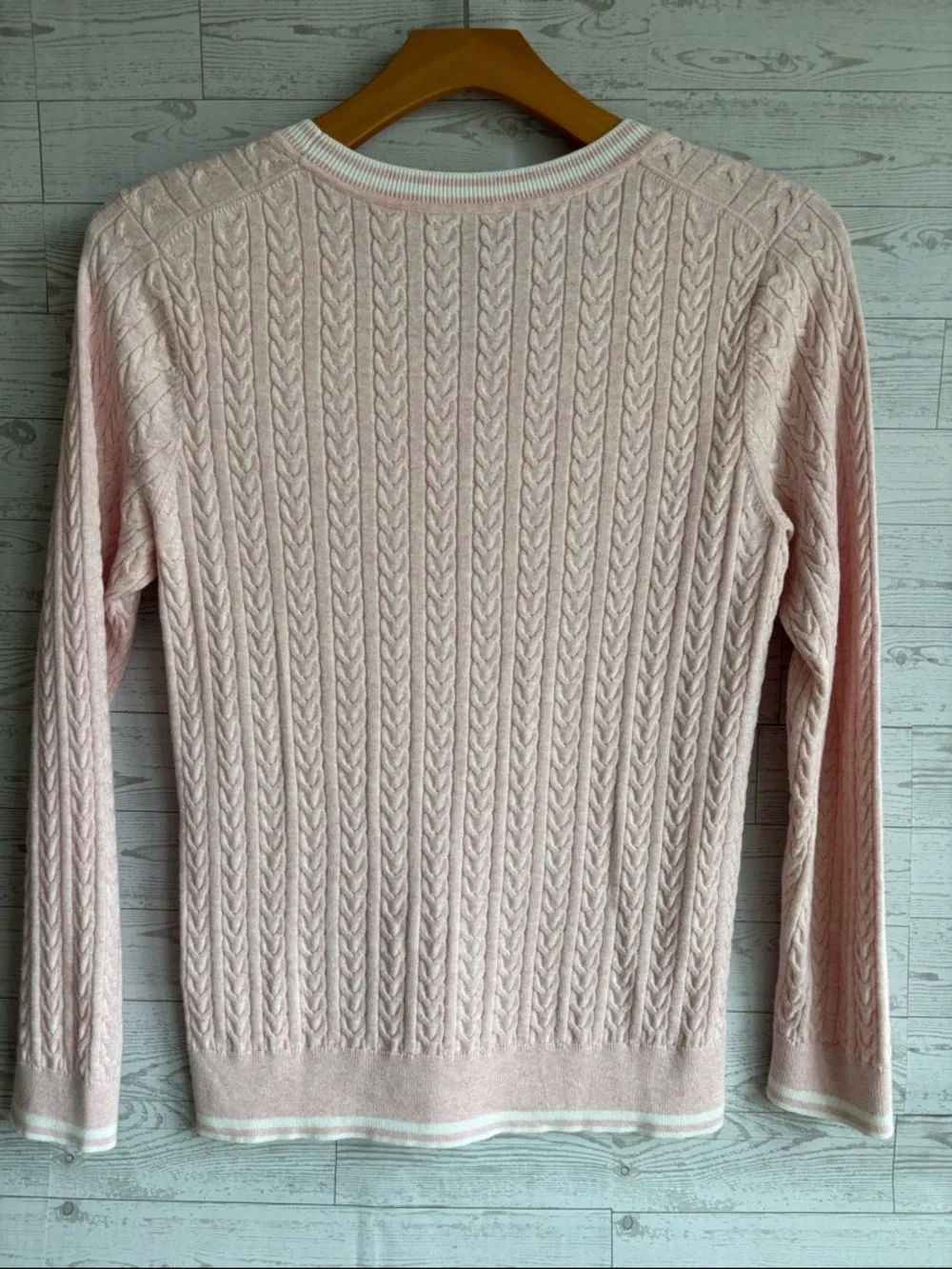 Tommy Hilfiger‎ Pink Crewneck Cable Knit Sweater Women's XL Tennis Prep Varsity